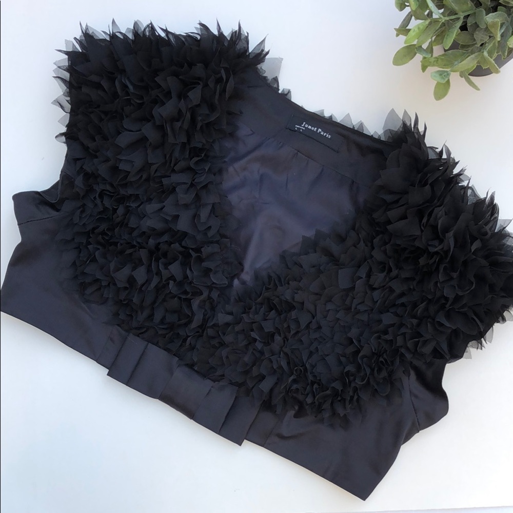 Janet Paris | Elegant Black Ruffled Bolero